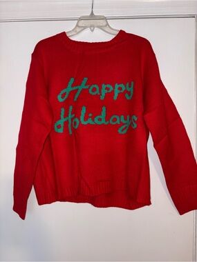 Panache Happy Holidays red and green sweater